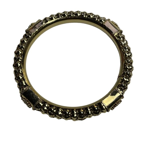 Vintage Gold Plated Metal Bangle Bracelet Intricate Design Womenu Elegant Fashi - Picture 6 of 6